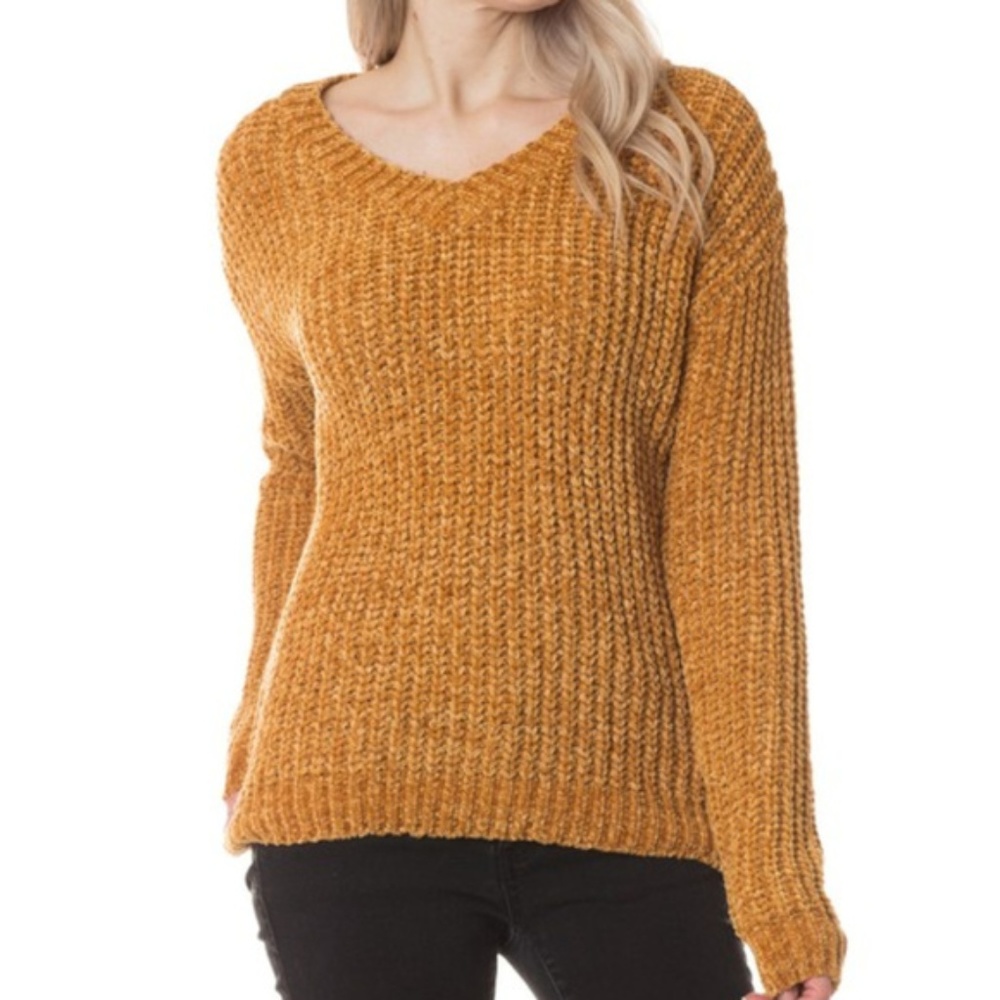 Chenille Mustard Sweater - Picture 2 of 4